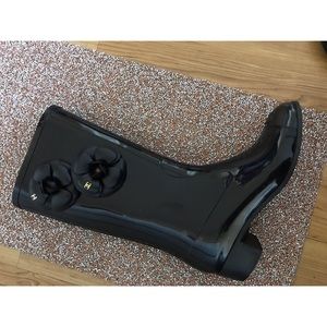 Chanel Camellia knee-high rain boots